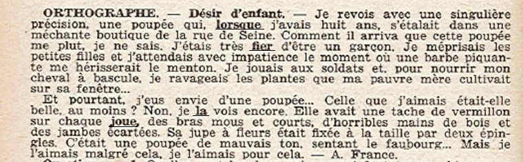 Texte de la dictée